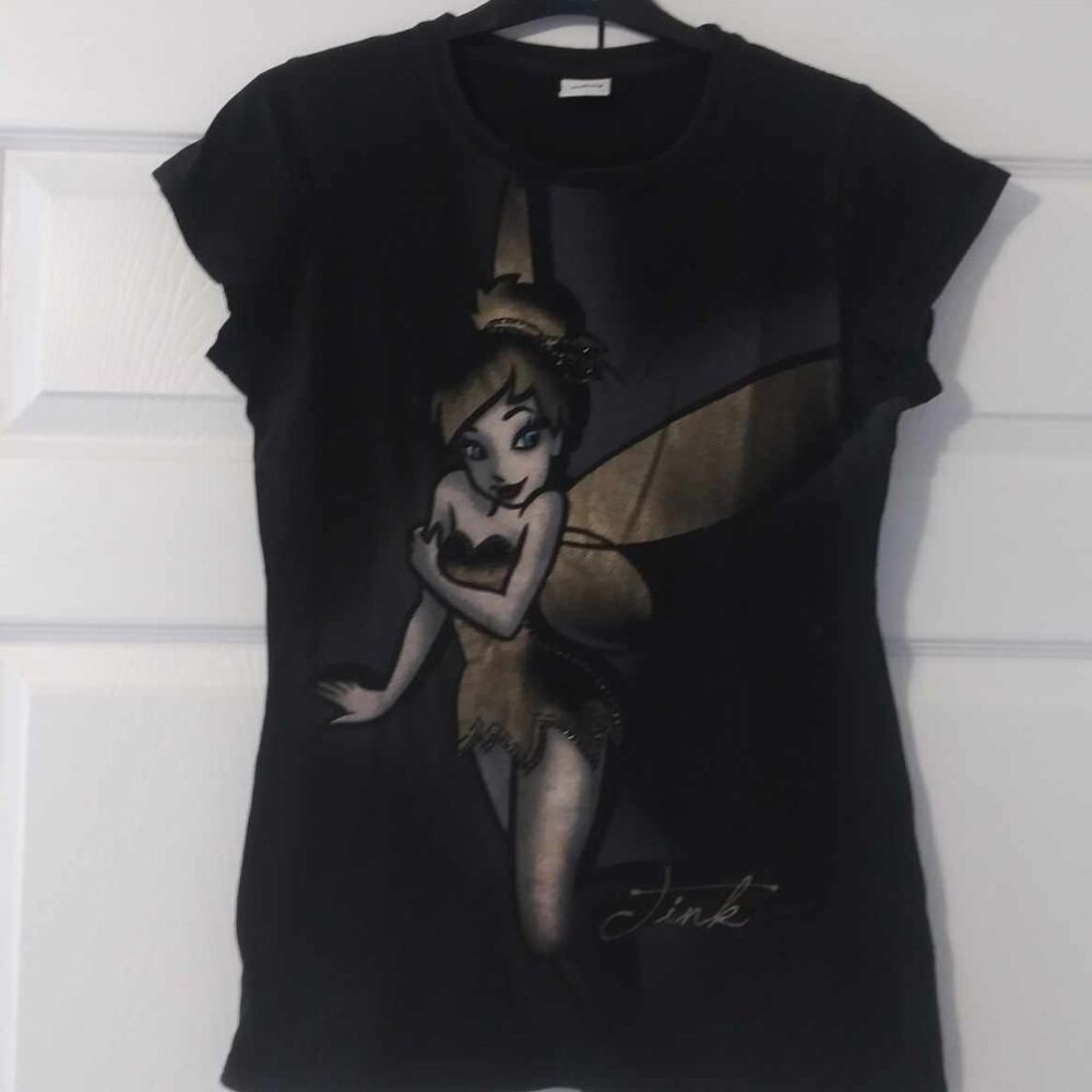 Disney 90 th - Black T-shirt with Disney Fairie  Girl Sz14